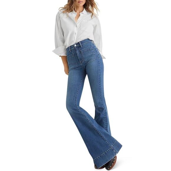 Veronica Beard Denim - Veronica Beard Sheridan Exaggerated Flare High Rise Jeans Size 26 Airway Wash
